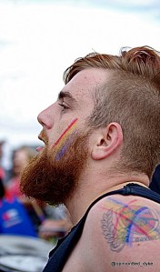 Bearded Stix drummer at Eastbourne Pride.